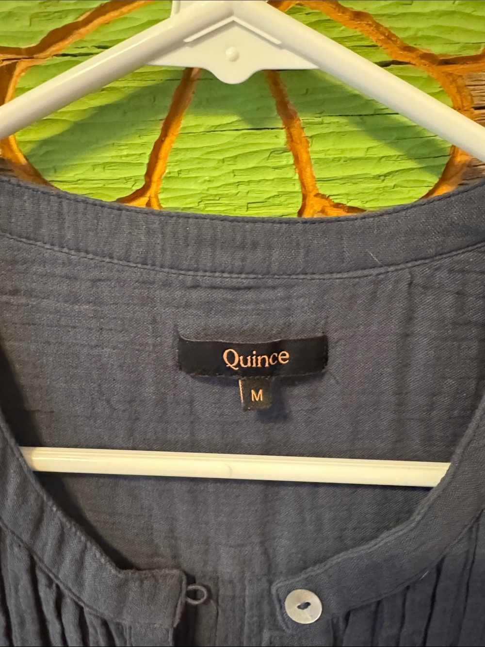 Quince Navy organic Cotton Sleeveless Pintuck Button-Front Dress medium - Picture 8 of 17
